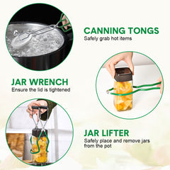 8Pcs Canning Pot Set 21.5Qt Stainless Steel Water Bath Canner with Folding Rack and Glass Lid Canning Starter Kit Compatible with Induction and Gas Stoves