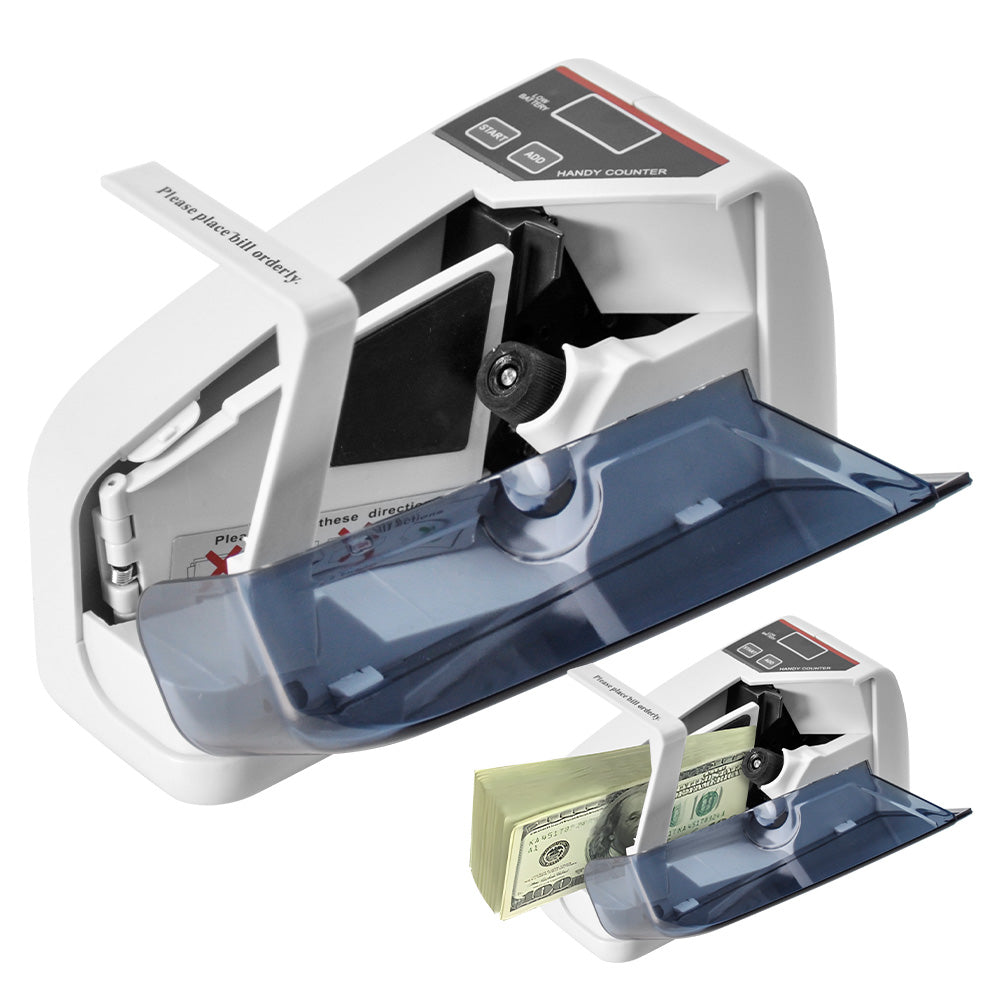 Portable Money Counter Handy Cash Bill Counting Machine 600 Bills Per Min for Multi-Currency with Storage Bag Dual Power Corded or AA Battery(Not Included)