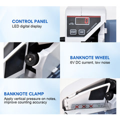 Portable Money Counter Handy Cash Bill Counting Machine 600 Bills Per Min for Multi-Currency with Storage Bag Dual Power Corded or AA Battery(Not Included)
