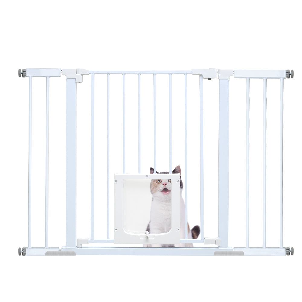 Alston 76cm Tall Baby Pet Security Gate Safety Adjustable Width with Cat Door for House Doorways Stairs Guard Extension Part Width 12cm/24cm Wall Mount