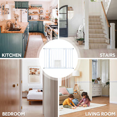 Alston 76cm Tall Baby Pet Security Gate Safety Adjustable Width with Cat Door for House Doorways Stairs Guard Extension Part Width 12cm/24cm Wall Mount