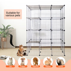 Large Cat Enclosure 4 Tier Metal Playpen DIY Animals Kennel Cat Cage Free Space with Ramps and 5 Doors for Household Outdoor Indoor Balcony