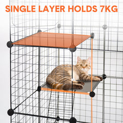 Large Cat Enclosure 4 Tier Metal Playpen DIY Animals Kennel Cat Cage Free Space with Ramps and 5 Doors for Household Outdoor Indoor Balcony