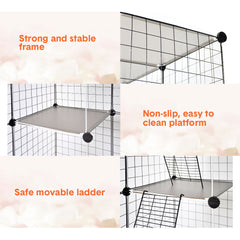 Large Cat Enclosure 4 Tier Metal Playpen DIY Animals Kennel Cat Cage Free Space with Ramps and 5 Doors for Household Outdoor Indoor Balcony