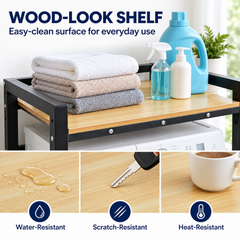 Washer Dryer Stacking Rack Heavy Duty 3-Level Height Adjustable Over Washer Storage Shelf with Countertop for Laundry Bathroom Organization Space Saver