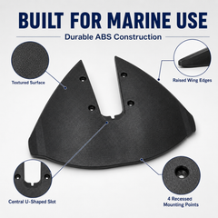 Hydrofoil Stabilizer Fin for 15-300HP Outboard Motors, ABS Boat Performance Foil with Mounting Hardware, Black