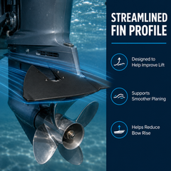 Hydrofoil Stabilizer Fin for 15-300HP Outboard Motors, ABS Boat Performance Foil with Mounting Hardware, Black
