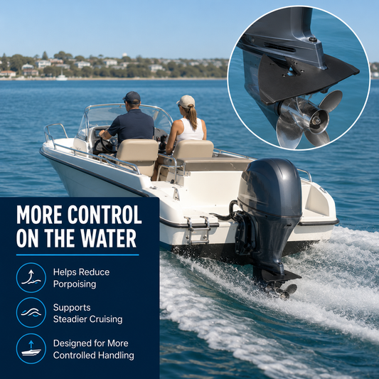 Hydrofoil Stabilizer Fin for 15-300HP Outboard Motors, ABS Boat Performance Foil with Mounting Hardware, Black
