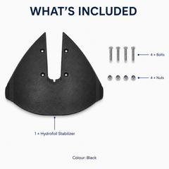 Hydrofoil Stabilizer Fin for 15-300HP Outboard Motors, ABS Boat Performance Foil with Mounting Hardware, Black