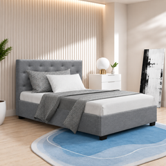 Artiss Bed Frame King Single Size Gas Lift Grey VILA