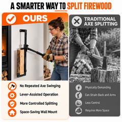 Wall Mounted Log Splitter for Firewood Heavy Duty Steel Manual Kindling Cutter Split up to 35cm with Ergonomic Handle for Indoor Fireplace Outdoor Use