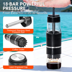 Portable Espresso Coffee Maker Lightweight Coffee Hand Press Machine Compatible with Ground Coffee and Capsule For Office Travel Camp Manually