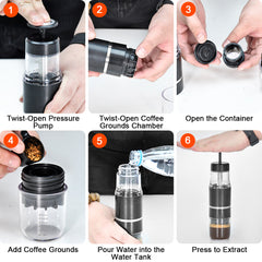 Portable Espresso Coffee Maker Lightweight Coffee Hand Press Machine Compatible with Ground Coffee and Capsule For Office Travel Camp Manually