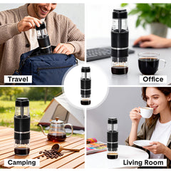 Portable Espresso Coffee Maker Lightweight Coffee Hand Press Machine Compatible with Ground Coffee and Capsule For Office Travel Camp Manually