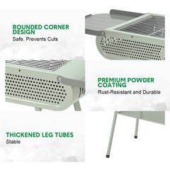 Portable BBQ Grill Folding Metal Charcoal Barbecue Grill Stove Fit 3-15 People with Large Cooking Area and Side Storage for Outdoor Camping Picnic Backyard