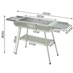 Portable BBQ Grill Folding Metal Charcoal Barbecue Grill Stove Fit 3-15 People with Large Cooking Area and Side Storage for Outdoor Camping Picnic Backyard