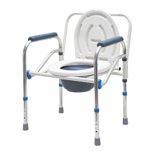 Bedside Commode Chair Mobile Toilet Stool 40-50cm Height Adjustable Portable Bathroom Toilet Chair with Armrest for Elderly Patient Disabled Pregnant Women