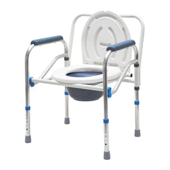 Bedside Commode Chair Mobile Toilet Stool 40-50cm Height Adjustable Portable Bathroom Toilet Chair with Armrest for Elderly Patient Disabled Pregnant Women