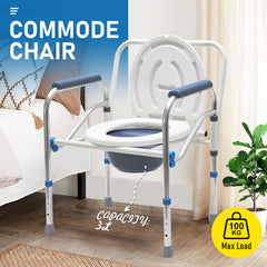 Bedside Commode Chair Mobile Toilet Stool 40-50cm Height Adjustable Portable Bathroom Toilet Chair with Armrest for Elderly Patient Disabled Pregnant Women