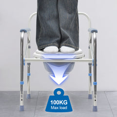 Bedside Commode Chair Mobile Toilet Stool 40-50cm Height Adjustable Portable Bathroom Toilet Chair with Armrest for Elderly Patient Disabled Pregnant Women