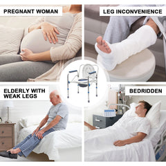 Bedside Commode Chair Mobile Toilet Stool 40-50cm Height Adjustable Portable Bathroom Toilet Chair with Armrest for Elderly Patient Disabled Pregnant Women
