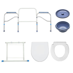 Bedside Commode Chair Mobile Toilet Stool 40-50cm Height Adjustable Portable Bathroom Toilet Chair with Armrest for Elderly Patient Disabled Pregnant Women