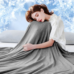 Summer Cooling Blanket90"x90" Lightweight Breathable Ice Cooling Throw Soft Cold Blankets for Bed Sofa or Couch Keeps Hot Sleepers Cool Large 229x228cm Grey