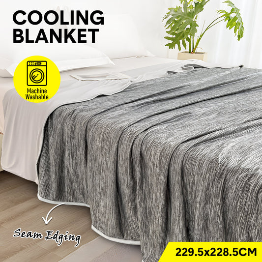 Summer Cooling Blanket90"x90" Lightweight Breathable Ice Cooling Throw Soft Cold Blankets for Bed Sofa or Couch Keeps Hot Sleepers Cool Large 229x228cm Grey