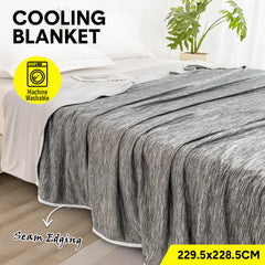 Summer Cooling Blanket90"x90" Lightweight Breathable Ice Cooling Throw Soft Cold Blankets for Bed Sofa or Couch Keeps Hot Sleepers Cool Large 229x228cm Grey