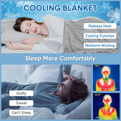 Summer Cooling Blanket90"x90" Lightweight Breathable Ice Cooling Throw Soft Cold Blankets for Bed Sofa or Couch Keeps Hot Sleepers Cool Large 229x228cm Grey