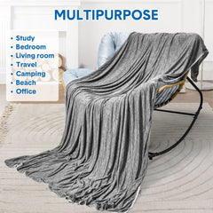 Summer Cooling Blanket90"x90" Lightweight Breathable Ice Cooling Throw Soft Cold Blankets for Bed Sofa or Couch Keeps Hot Sleepers Cool Large 229x228cm Grey