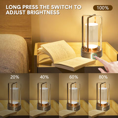 2Pack Cordless LED Table Lamp Portable USB Rechargeable Desk Light 3 Color Stepless Dimmable Night Lamp Used in Bedrooms Bars Coffee Shops Camping Gold