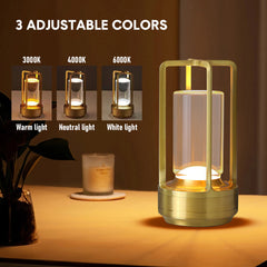 2Pack Cordless LED Table Lamp Portable USB Rechargeable Desk Light 3 Color Stepless Dimmable Night Lamp Used in Bedrooms Bars Coffee Shops Camping Gold