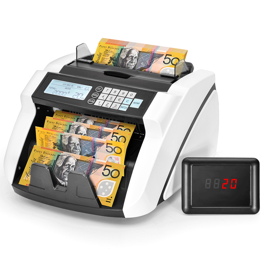 Money Counter Multifunctional Cash Counting Machine 1000 Bill/Min Dual Display With UV/MG/IR/MT/DD Counterfeit Bill Detector Multicurrency Support