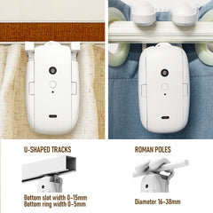 3-in-1 Intelligent Automatic Curtain Opener Rechargeable Battery Operated Curtain Robot Smart Control Via App with Timer Fit for Roman Rod T/U-shaped Track