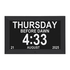 Artiss 10" Digital Day Clock Alarm Calendar Dementia Date Week Desk Clocks Black