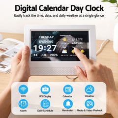 Artiss 7" Smart Digital Clock Calendar HD IPS Touchscreen Weather Photo Frame