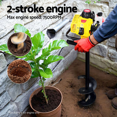 Giantz 82CC Post Hole Digger Motor Only Petrol Engine Yellow