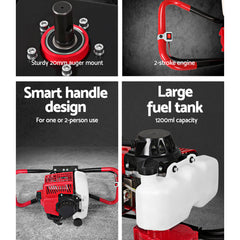 Giantz Petrol Post Hole Digger Motor Only Engine Red