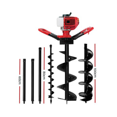 Giantz Petrol Post Hole Digger Extension Auger Bits Kit