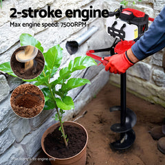 Giantz 65CC Post Hole Digger Motor Only Petrol Engine Red