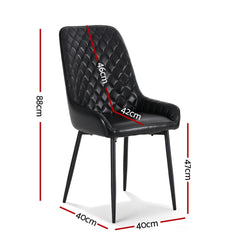 Artiss 4x Dining Chairs Retro PU Leather Kitchen Lounge Cafe Accent Chair Black
