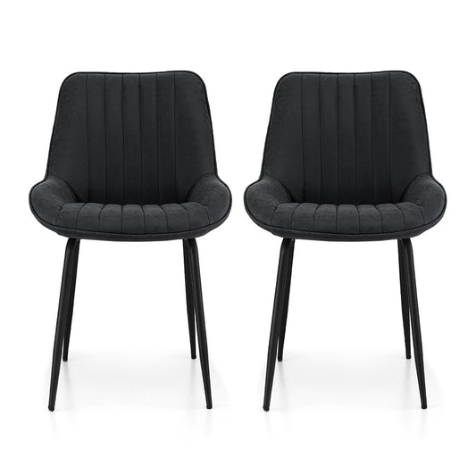 Artiss 2x Dining Chairs Retro PU Leather Kitchen Lounge Cafe Accent Chair Black