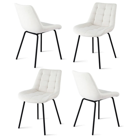 Artiss 4x Dining Chairs Velvet Tufted Kitchen Lounge Cafe Accent Chair Beige