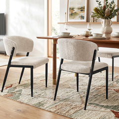 Artiss Dining Chairs Set of 2 Linen Fabric Soft Upholstered Chairs Beige