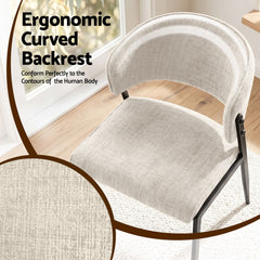 Artiss Dining Chairs Set of 2 Linen Fabric Soft Upholstered Chairs Beige