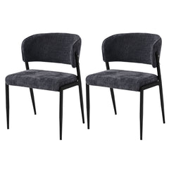 Artiss Dining Chairs Set of 2 Linen Fabric Soft Upholstered Chairs Charcoal
