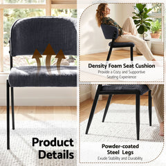 Artiss Dining Chairs Set of 2 Linen Fabric Soft Upholstered Chairs Charcoal