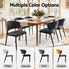 Artiss Dining Chairs Set of 2 Linen Fabric Soft Upholstered Chairs Charcoal
