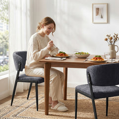 Artiss Dining Chairs Set of 2 Linen Fabric Soft Upholstered Chairs Charcoal